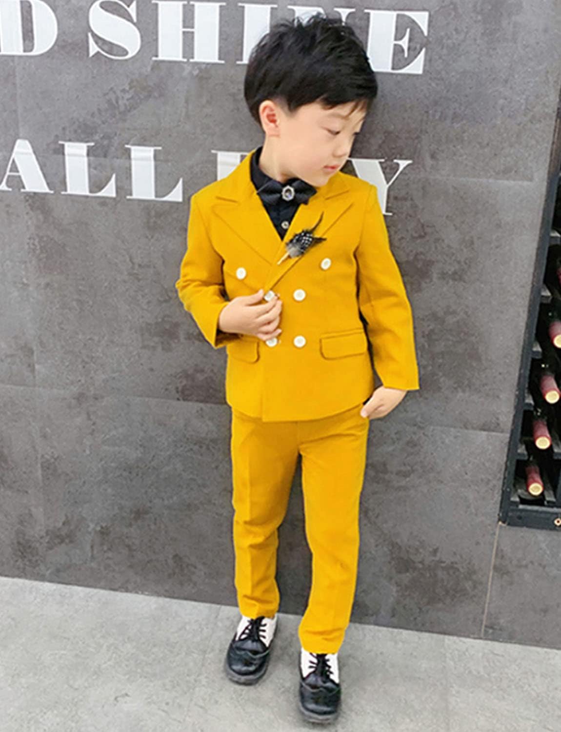 Boys' Double Breasted Suit Peak Lapel for Party Casual Jacket & Pants