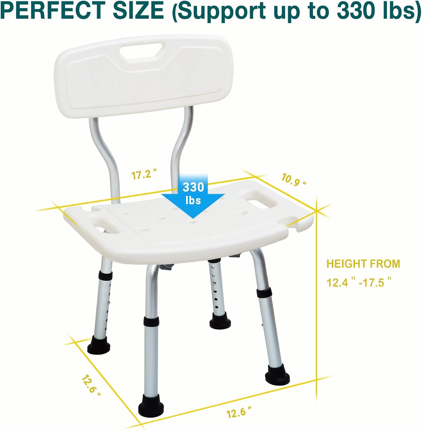 Suреr Dеаl Prоduсt Kuloki Tool-Free Shower Chair for The Disabled and Elderly,SPA and Bathtub Seat with 6 Adjustable Heights, Bath Stool with Removable Back, Medical Bench for Patient (White)