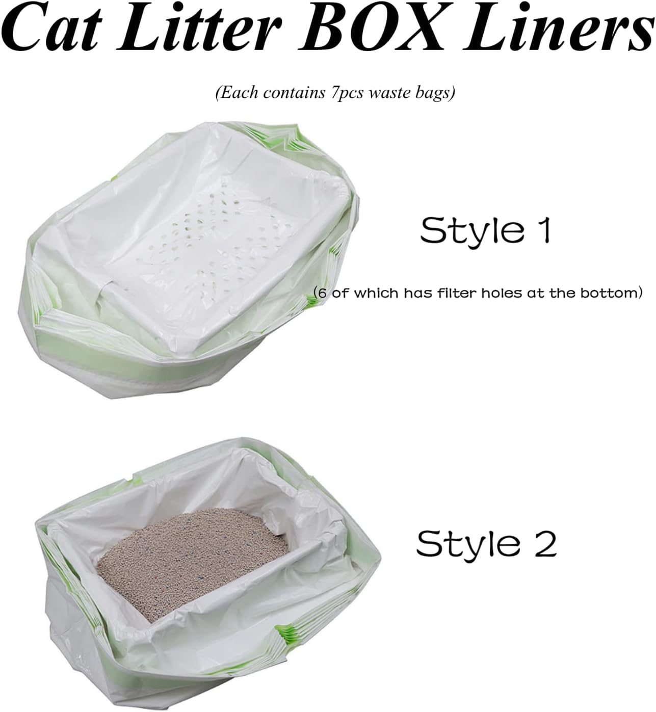 21pcs Cat Litter Box Liners with Ball Toys Kitten Waste Litter Pan Bags Pet Supplies for Indoor Home, 31.10x17.99 Inch