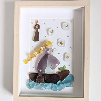 1215 ローズムーンとプリンセス うさぎ 花インテリア シーグラスアート 置物 1215 ローズムーンとプリンセス うさぎ 花インテリア シーグラス