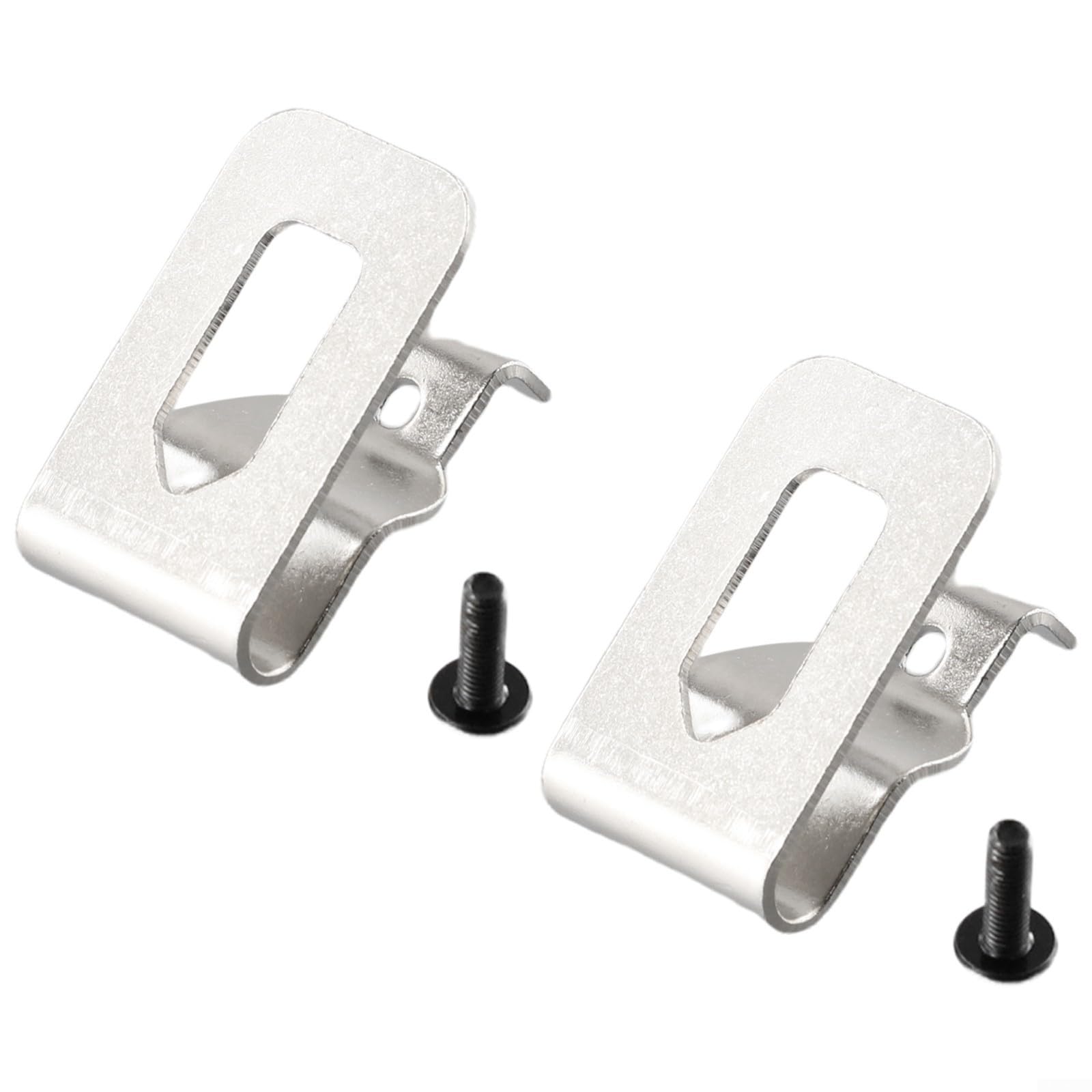 Paquete de 2 ganchos de clip de cinturón de acero plateado compatibles con taladro DeWalt de 18 V 20 V DCD785C2 DCD780C2 modelos de llave de repuesto N268241 N169778 de 45 x 28 mm con tornillos