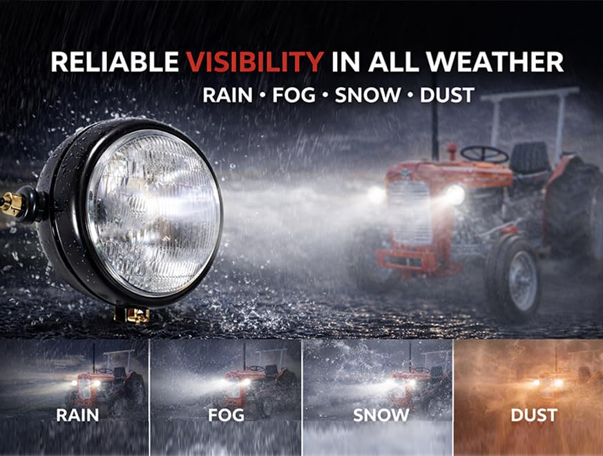 APSMOTIV Phares Tracteur Butler + Ampoules 12V - Compatibles David Brown Massey Ferguson Case IH Ford Gris