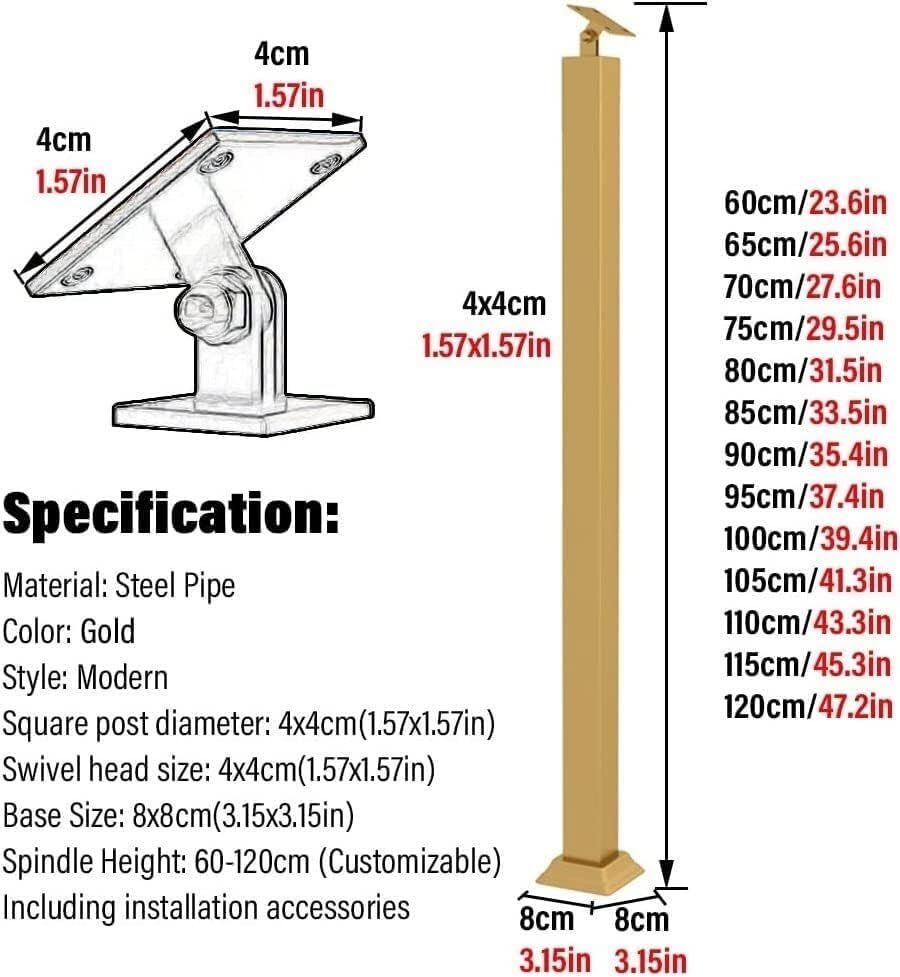 Pasamanos de escalera de oro con kit de tornillos para pared de interior de pisos 7