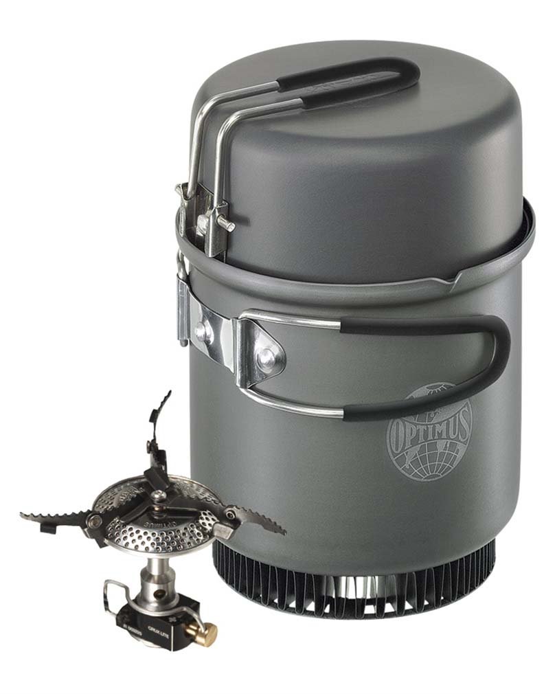 Optimus Crux Lite Tactical Kochsystem – Ultraleichtes Camping-Kochset mit 0,95 L Topf & 3 kW Gaskocher | Kompakt & effizient für Outdoor, Trekking, Bushcraft inkl. Pfanne & Tasche
