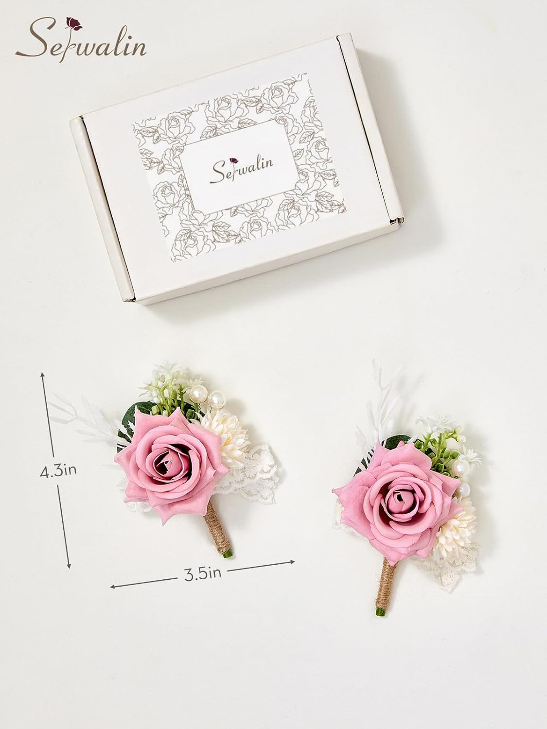 Serwalin 2 Pcs Pink Boutonniere for Men, Groom Groomsmen Best Man Guest Boutonnieres,Artificial Flowers Silk Rose for Wedding Prom Ceremony Anniversary Party Homecoming - Image 6