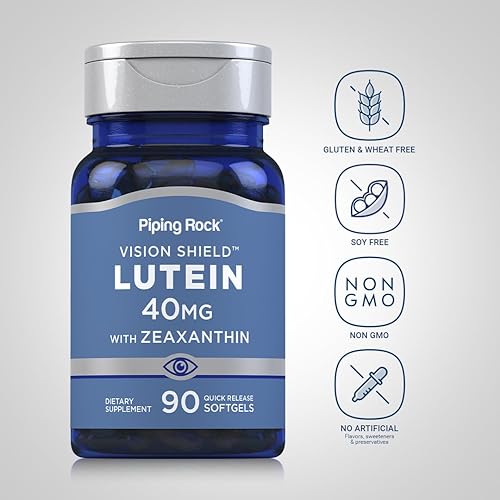 Miniatura 3 de Piping Rock Luteína con zeaxantina 40 mg | 90 cápsulas blandas | Suplemento de salud ocular de extracto de caléndula | Sin OMG, sin gluten