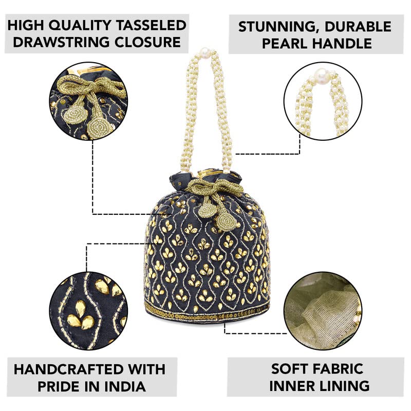 Image of Aheli Potli Bag Gift for Women Handmade Evening Wristlet Handbag Stylish Bridal Purse Fashion Bag