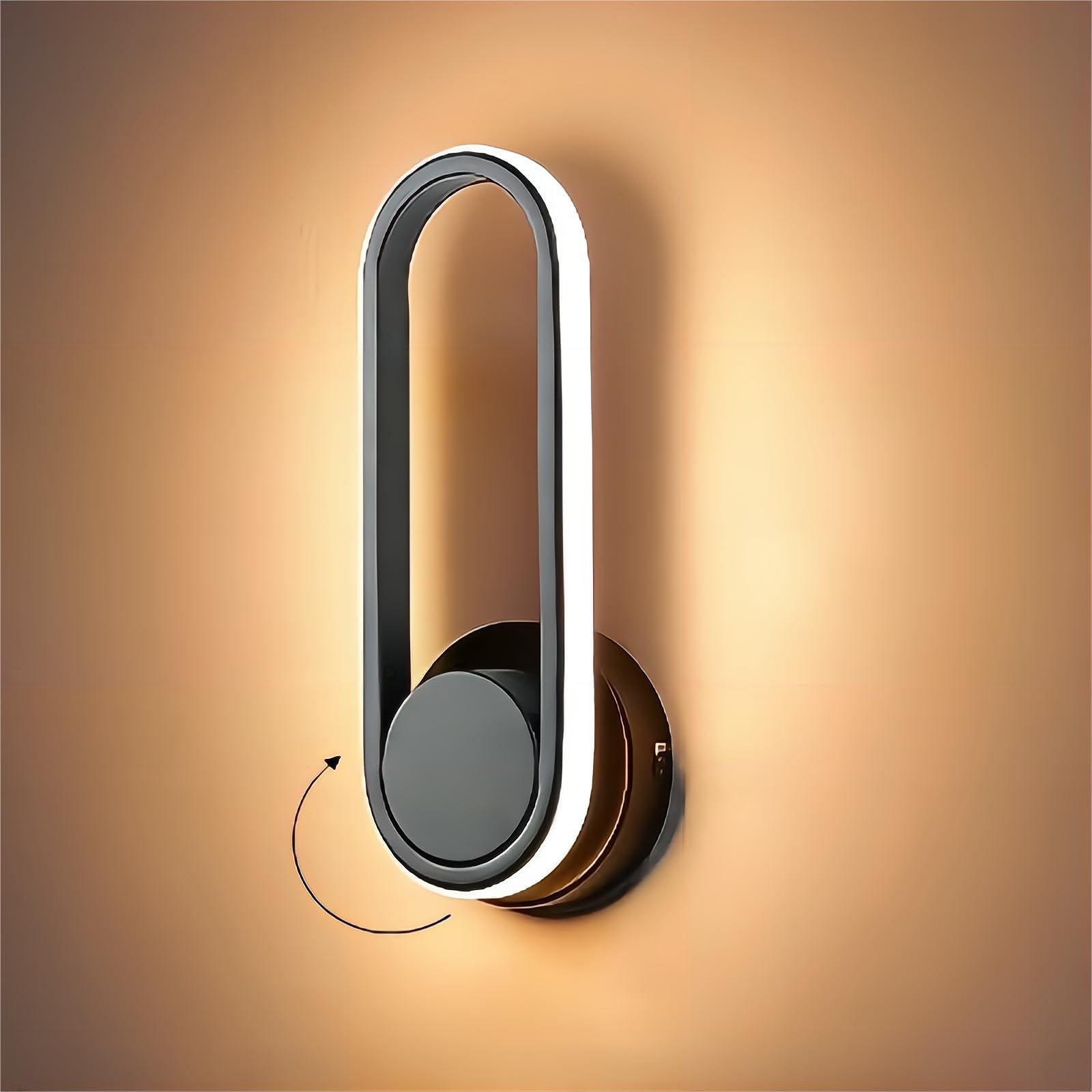 YT YATAI LIGHTING Modern Rotate Wall Light, LED Black Wall Lamp for Bedroom Living Room Corridor Staircase, Indoor Wall Lighting Fixtures,Acrylic Adjustable Color Temperature Wall Lamp(13W)
