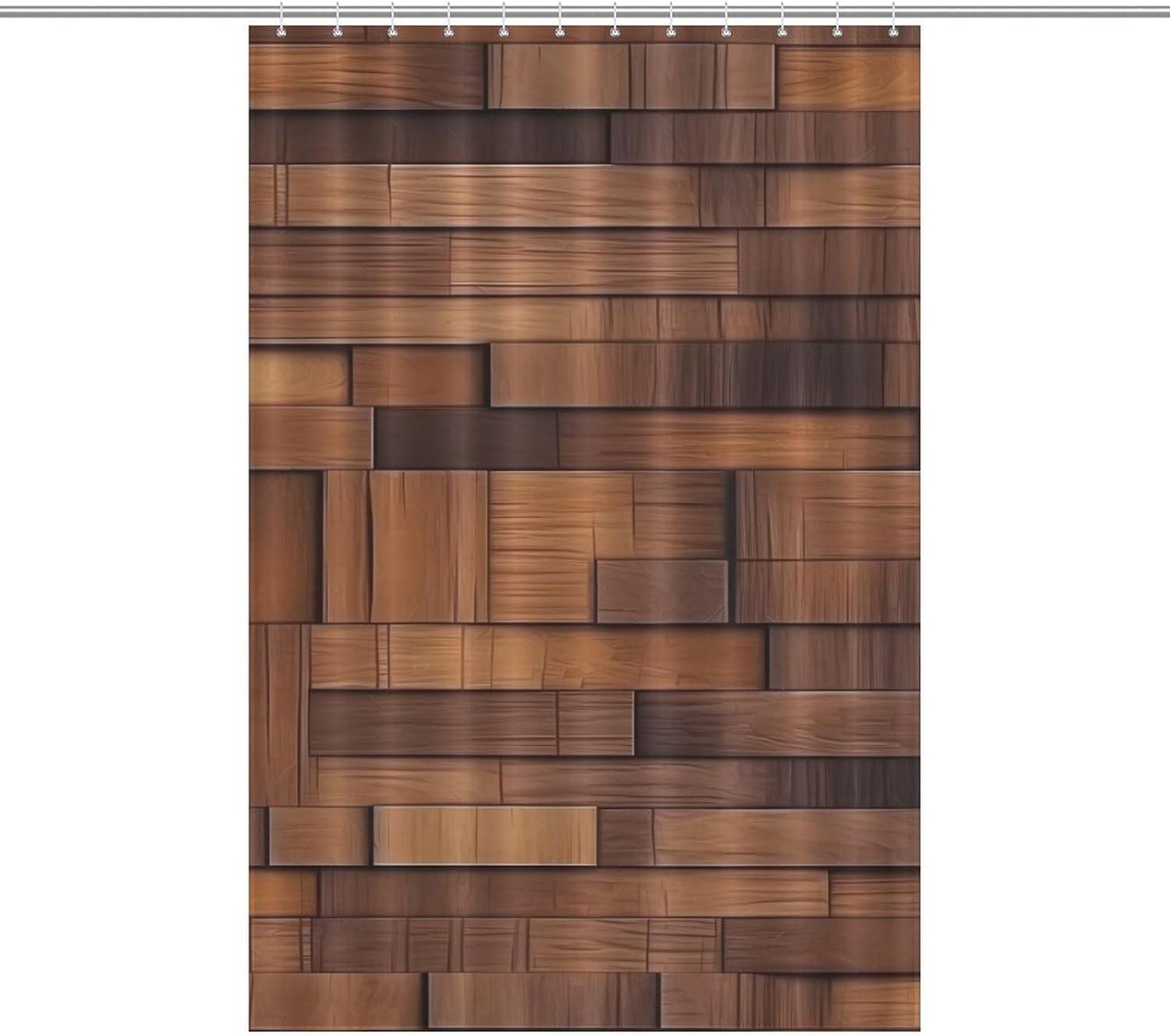 Brown Wooden Wall Funny Shower Curtains Washable Bath Curtain Liner with Hooks for Bathroom Bath Tubs