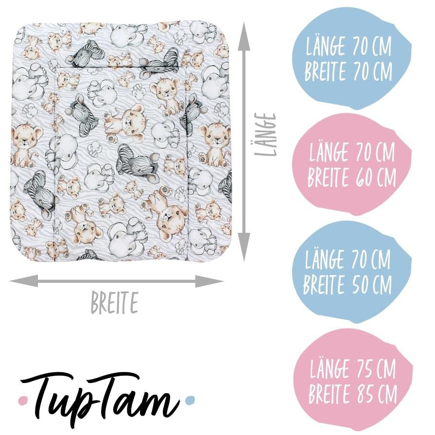 TupTam Baby Changing Mat Softly Padded Patterned, Safari, 70 x 70 cm - Image 2
