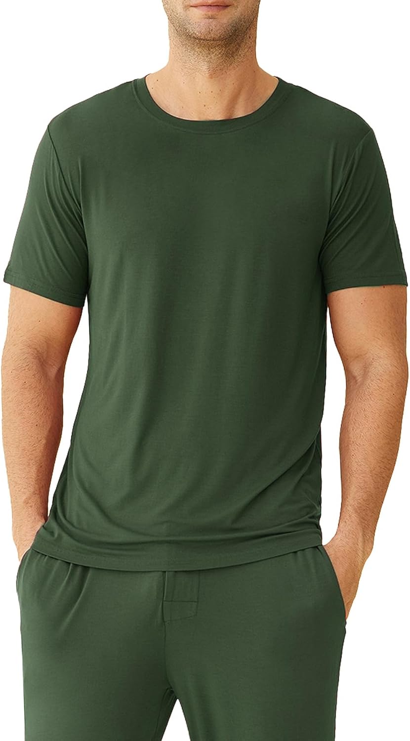 Latuza Men's Viscose Crew Neck Short Sleeves Pajama Sleep Shirt
