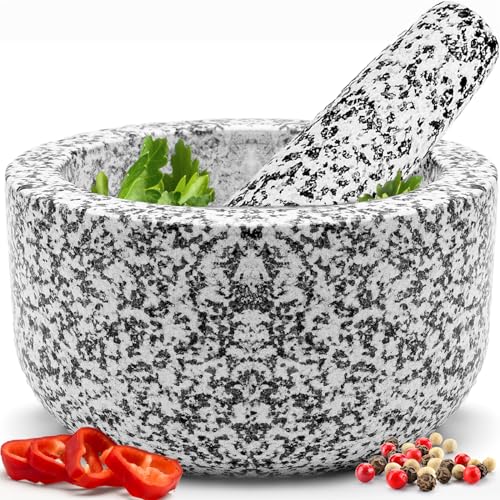 Heavy Duty Natural Granite Mortar and Pestle Set, Hand Carved, Make