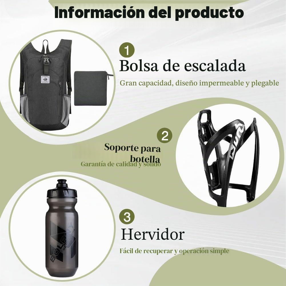 Mochila De Bicicleta Ultraligera 15l con Portabidón De Bicicleta Botella De Bicicleta De 610 ml,Mochila De Hidratación Ultraligera para Trail para Ciclismo, Deporte, Hidratación para Hombre MTB