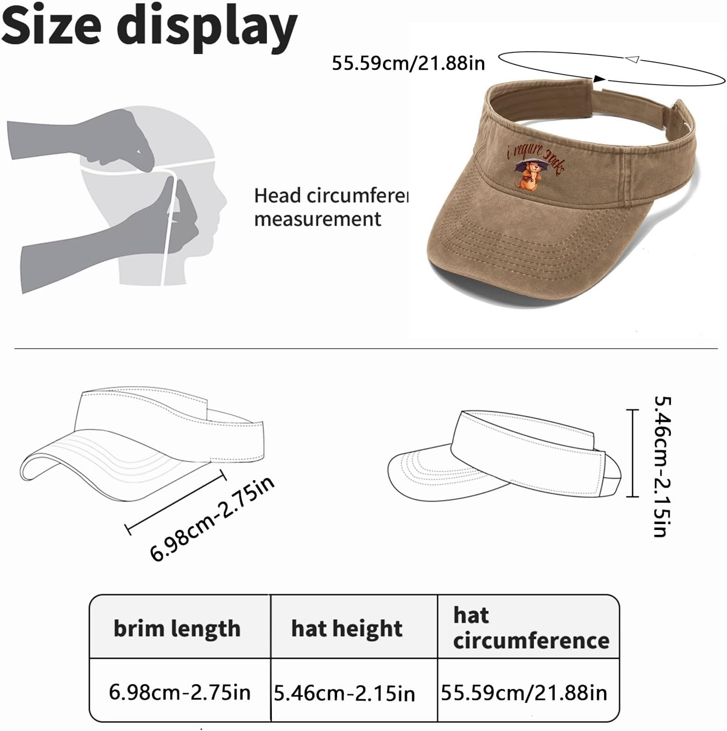 I Require Snacks Sun Visors for Women Cap Sun Visors for Adult Visor Hats - Image 4