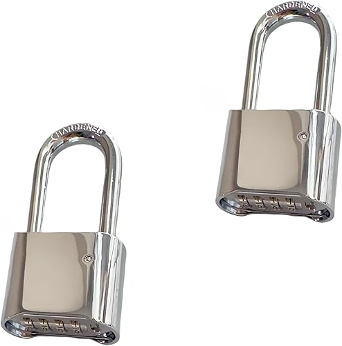 Candado de combinación cromada, cerradura impermeable de 4 dígitos para exteriores, candados de grillete largo resistentes para puertas, caja de