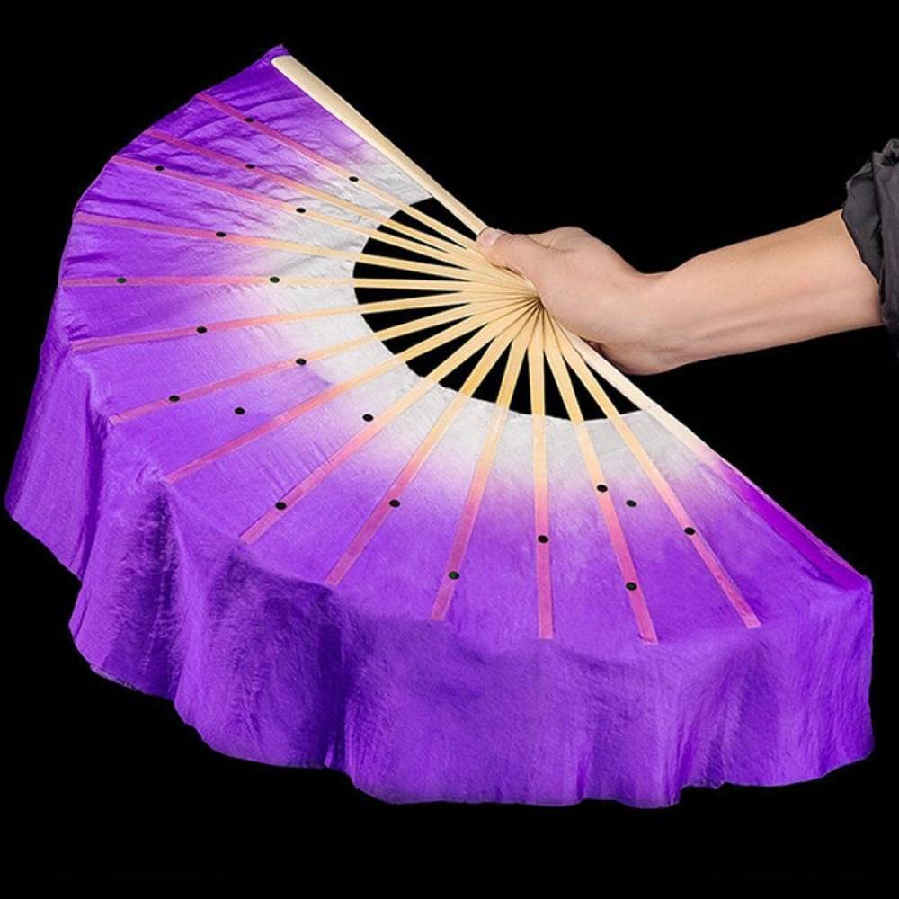 METTEOR Folding Hand Held Fans,Ladies Handheld Folding Fan 2Pcs Classical Chinese Style Purple 10Cm Half Circle Silk-Like Fabric Handheld Fans Bambo