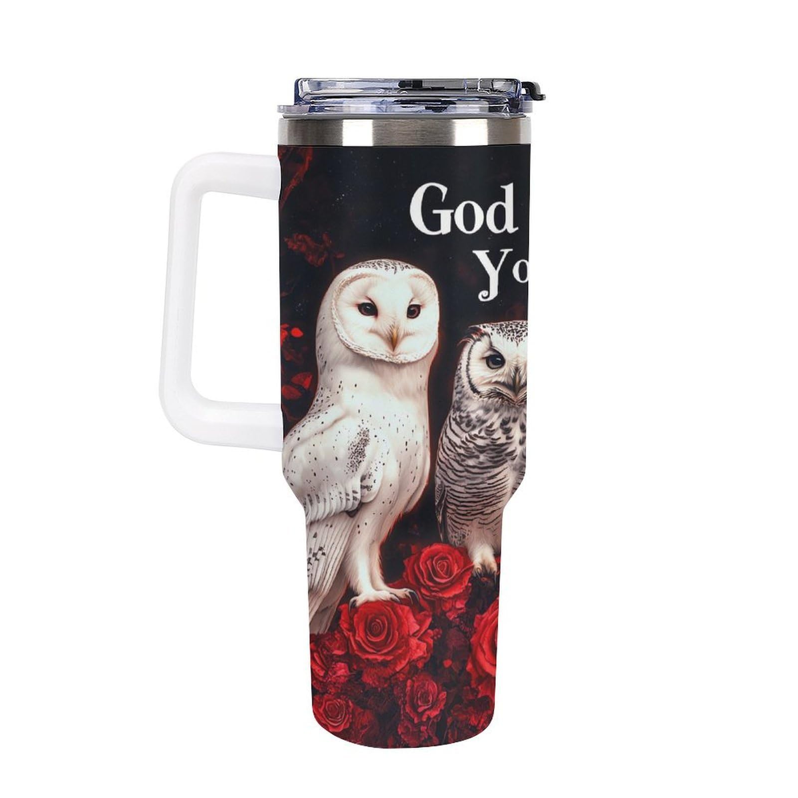 Kaffeebecher mit Griff, Motiv "God Says You Are Eule", 1,2 l, Reise-Kaffeebecher, große Kapazität, Autobecher, Wasserflasche