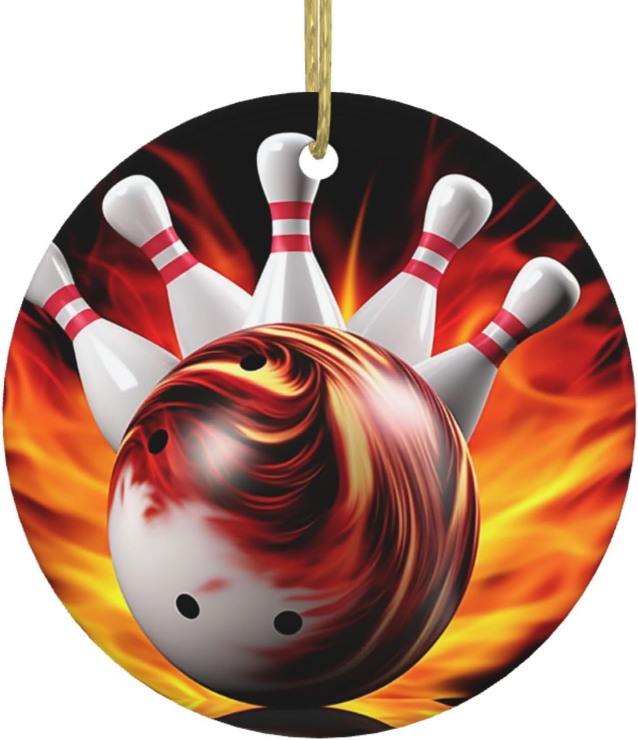 Bowling Ball Christmas Ornaments 2023 Round Ceramic