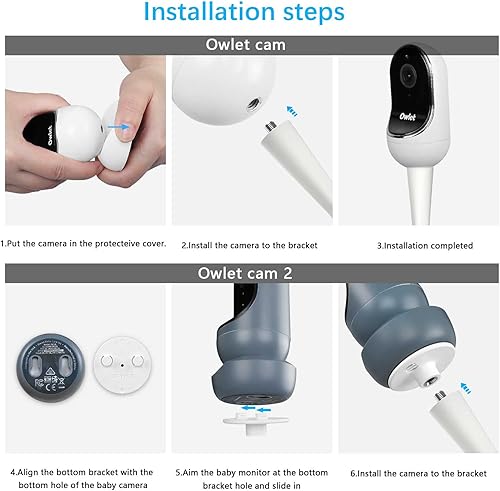 Miniatura 7 de Soporte de cuna para Owlet Cam 2, Owlet Cam Smart Baby Monitor, Owlet Duo y cámaras Arlo (soporte de montaje giratorio)