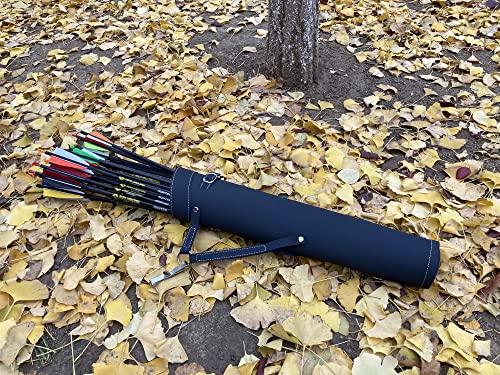 Gemilla Archery Arrow Quiver, Heavy Duty Double-Layered Leather Arrow Holder, Vintage Design Quivers For Arrows Bow Hunting Targeting (Black) #TOP4