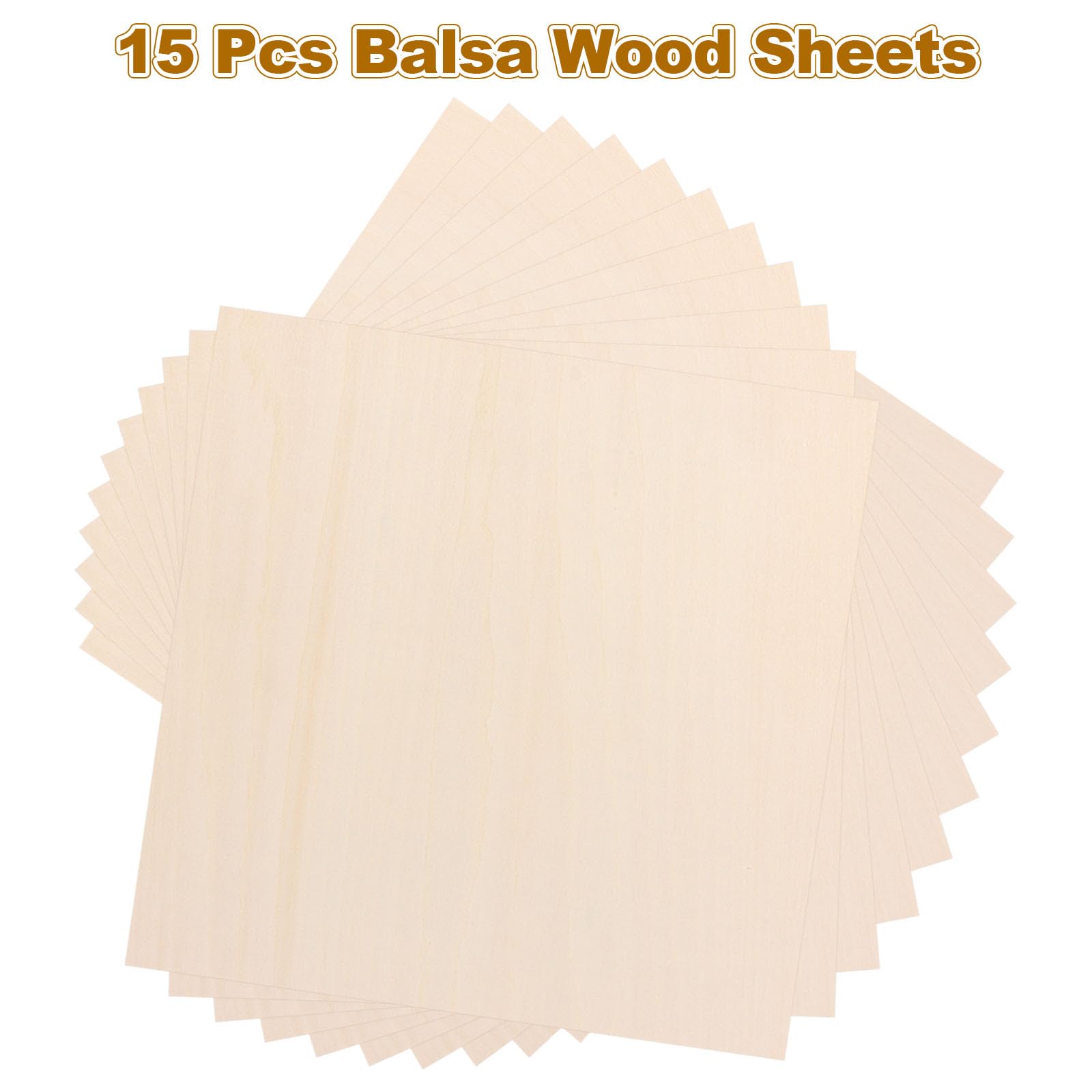JMIATRY Balsaholzplatten, 300 x 300 x 3 mm, Sperrholzplatten, unlackierte Lindenholzplatten für Heimdekoration, DIY-Handwerksprojekte, Holzhandwerk-Modell, Malen und Gravieren, 15 Stück