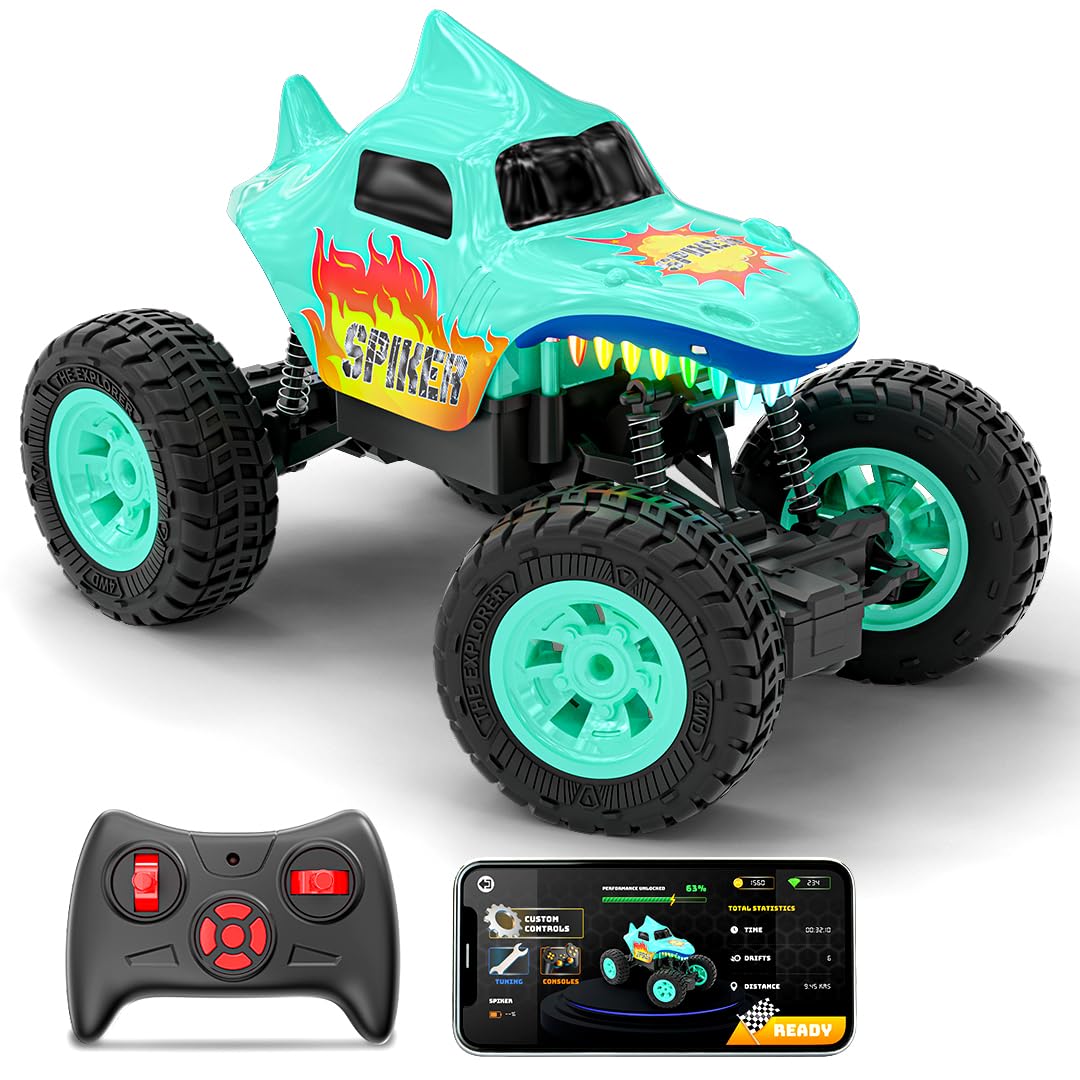 Mirana Spiker 2WD RC Car for Kids | High-Speed ATV Remote & App-Controlled Rock Crawler | USB Rechargeable Offroad Monster Truck with Bluetooth Speakers & RGB Lights | for Boys & Girls (Green)