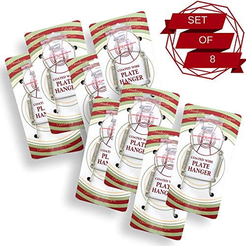 Plate Hangers for The Wall, Chrome Vinyl Coated Plate Hanger Set of 8, Fits 3 to 5 Inch Decorative Plates, Dish Hangers for Display, Includes Hanging Hooks and Nails, No Damage Vinyl Tips by BANBERRY DESIGNS - Image 2