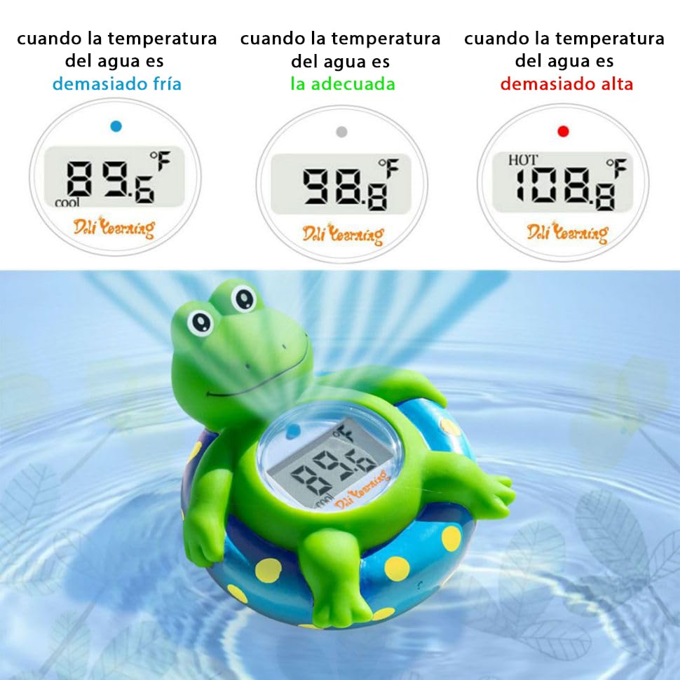 Termómetro de baño para bebés Doli Yearning, juguete de baño flotante para niños pequeños, termómetro de bañera, en grados Fahrenheit y Celsius - Rana azul
