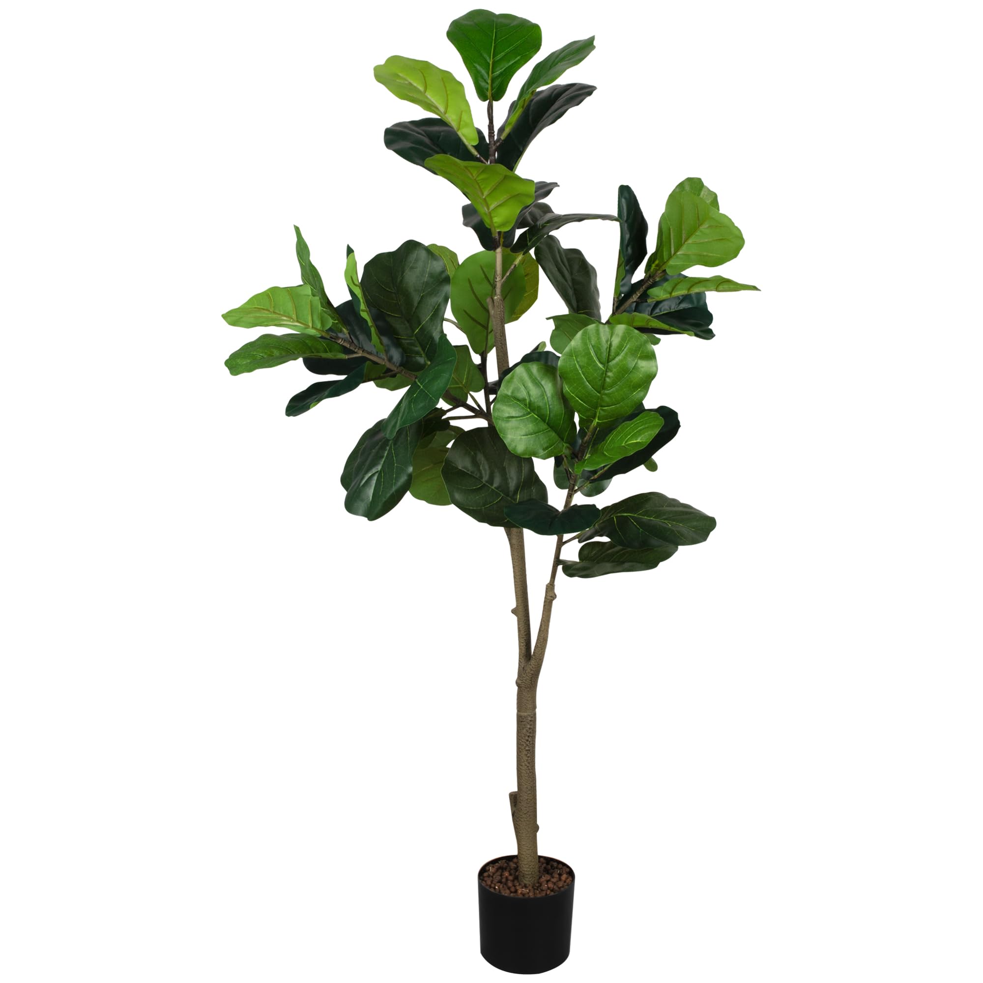 Ficus Lyrata Artificial, Falso Árbol de Hoja de Violín en Maceta, Árbol Artificial de 160cm con Troncos Realistas Grandes y Hojas Grandes, para Sala de Estar, Balcón, Oficina Decoración