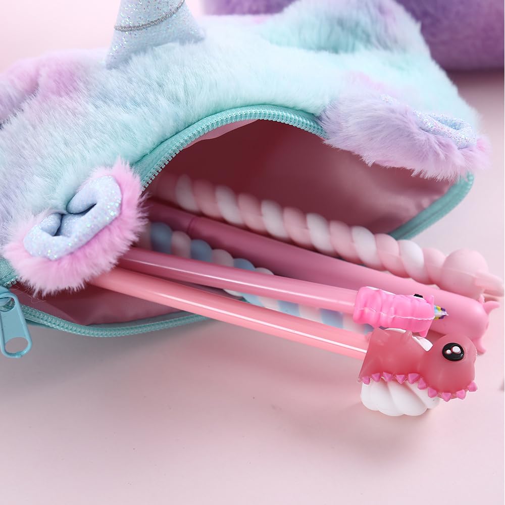 TYXHXTF Diario Segreto Bambina con Lucchetto, A5 Unicorno in Peluche Set Include Taccuino, Astuccio, Portachiavi, Penna e Adesivi, Regalo per Bambina di 5 6 7 8 9 10 11 12 Anni, Colorato