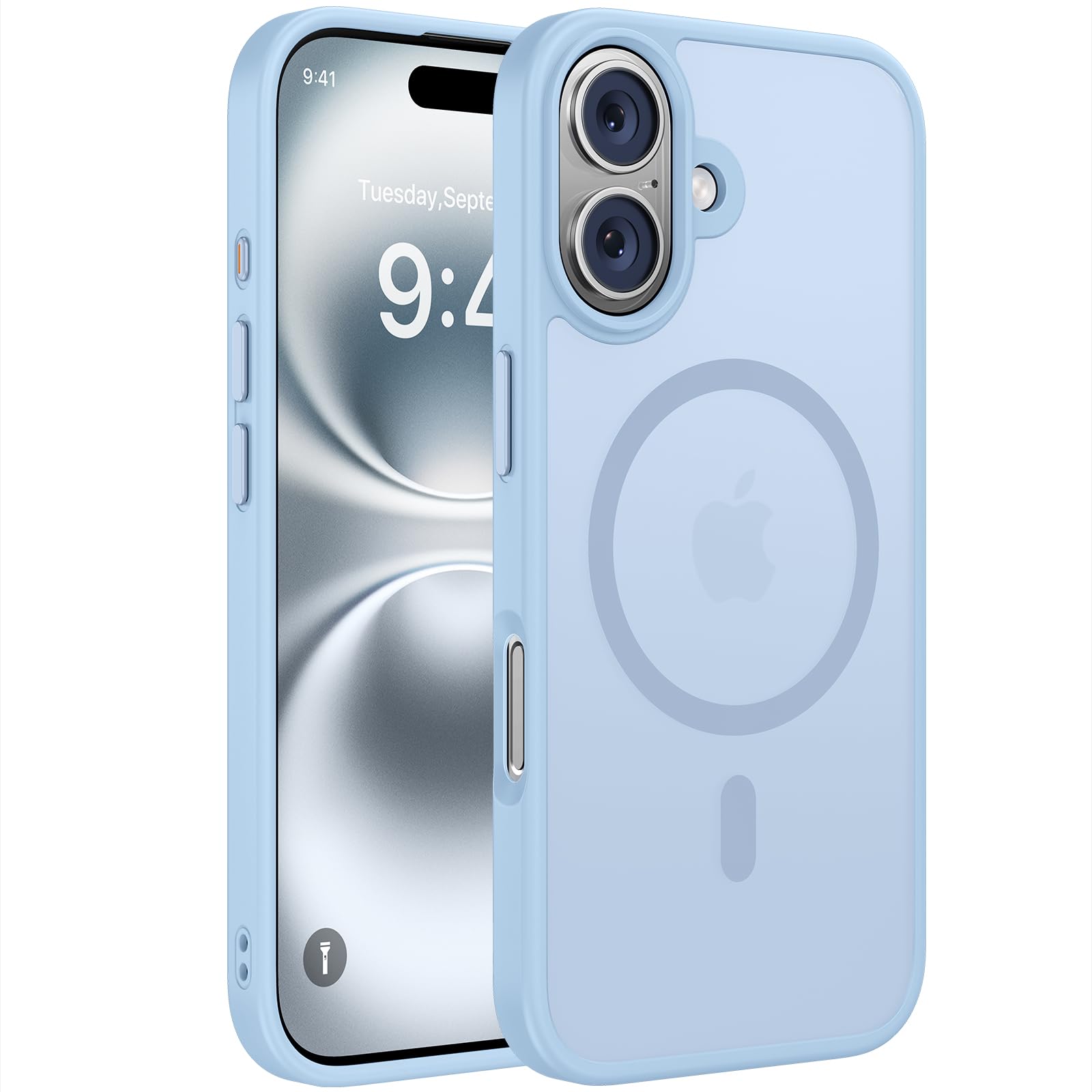 Miracase Magnetic Series for iPhone 16 Case [Compatible with MagSafe] Military-Grade Protection, Anti-Fingerprint, Slim Phone Case for iPhone 16 6.1 inch - Light Blue