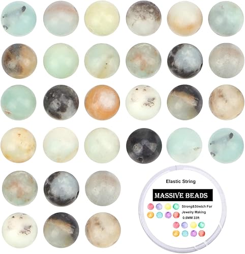 Miniatura 6 de Cuentas de cristal natural con piedras preciosas redondas sueltas de curación de energía con cordón elástico de cristal para hacer joyas.