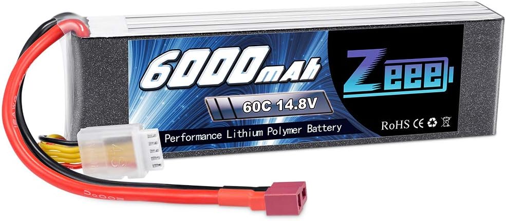 Zeee 4S 6000mAh Lipo Battery 60C 14.8V Soft Case Battery with Deans Plug Compatible with RC Plane Quadcopter Airplane Helicopter Car Truck Boat