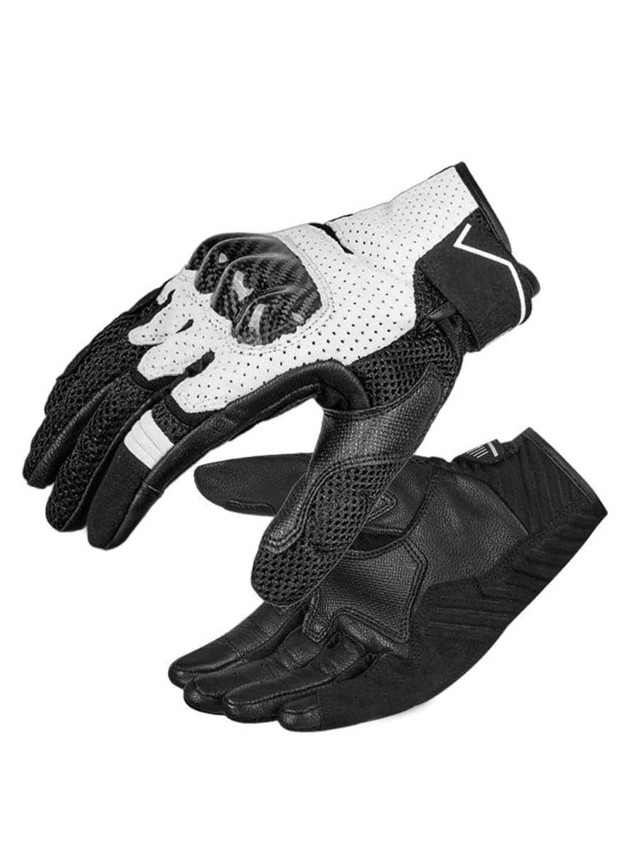 M&Catree Unisex Oddychające rękawice motocyklowe odporne na zużycie rękawice motocrossowe z wygodnym uchwytem - G6 białe (zaktualizowane), XL