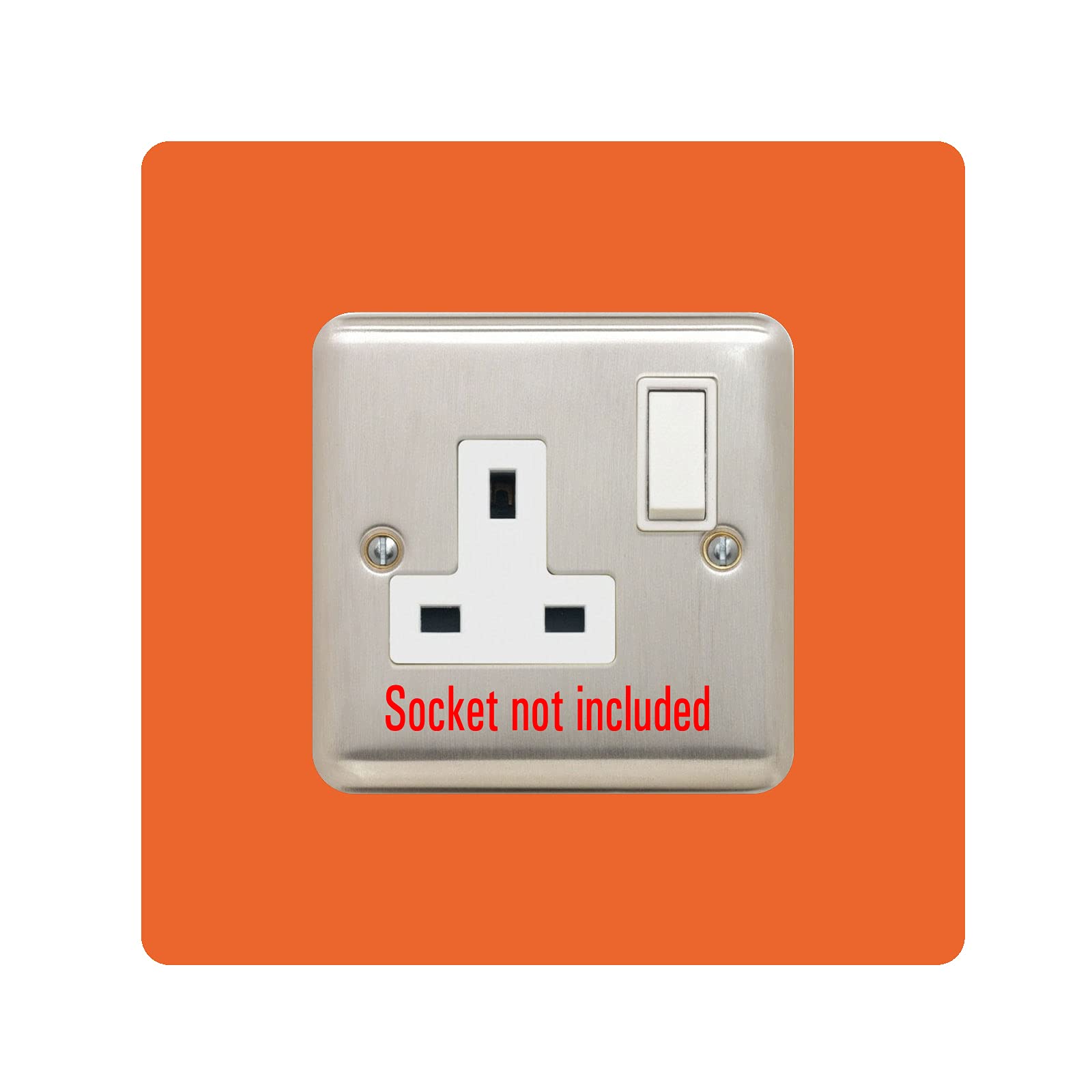 Single Socket Surround | Square | Acrylic Back Panel or Finger Plate | Light Switch Plug, Colour:Orange