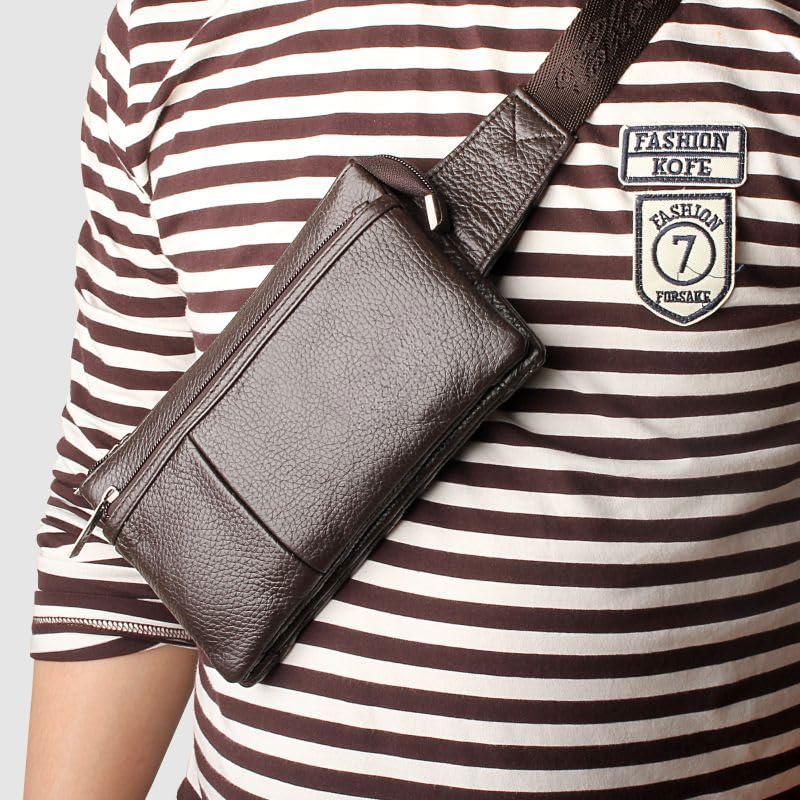 Sac banane en cuir véritable noir | Modèle mixte et léger - 4