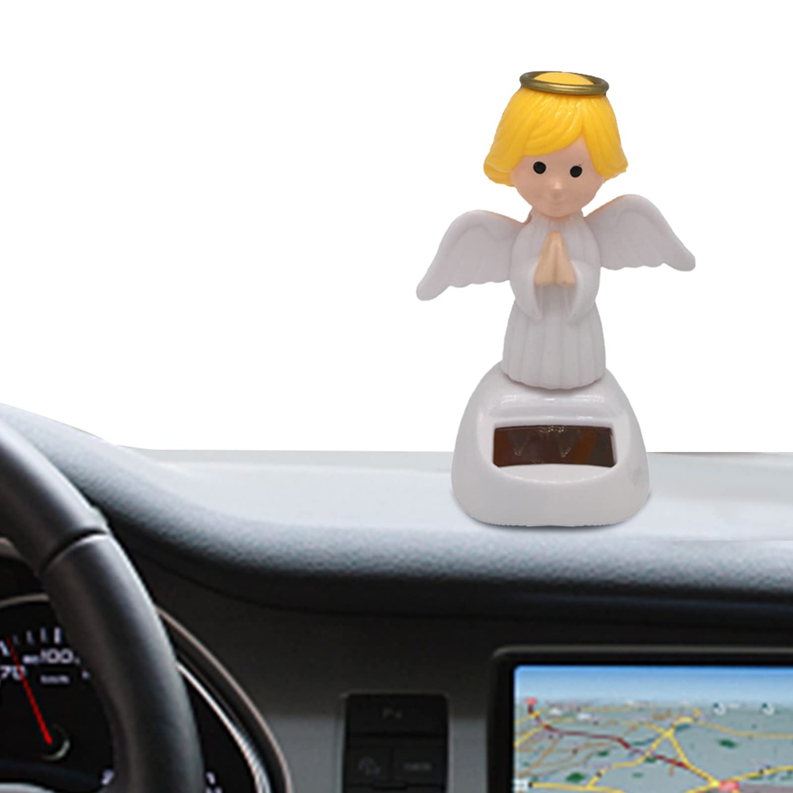 Fenytay Christmas Wobble Head Figure, Bobble-Head Figures Figure Decor, Christmas Solar Dancing Toys, Solar Powered Angel Toys For Christmas Home Car Dashboard Decoration Decor