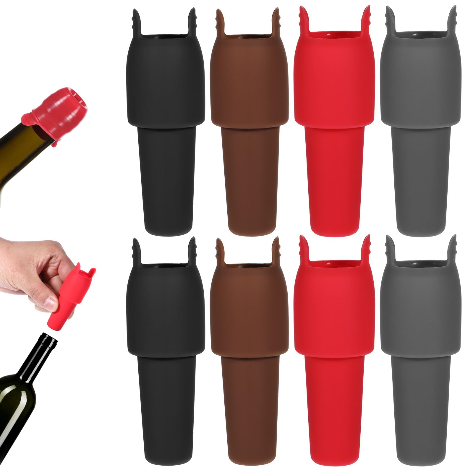 Tapones de silicona para vino abiertos: pack de 8 JJUNW reutilizables para que no se pierda el gas
