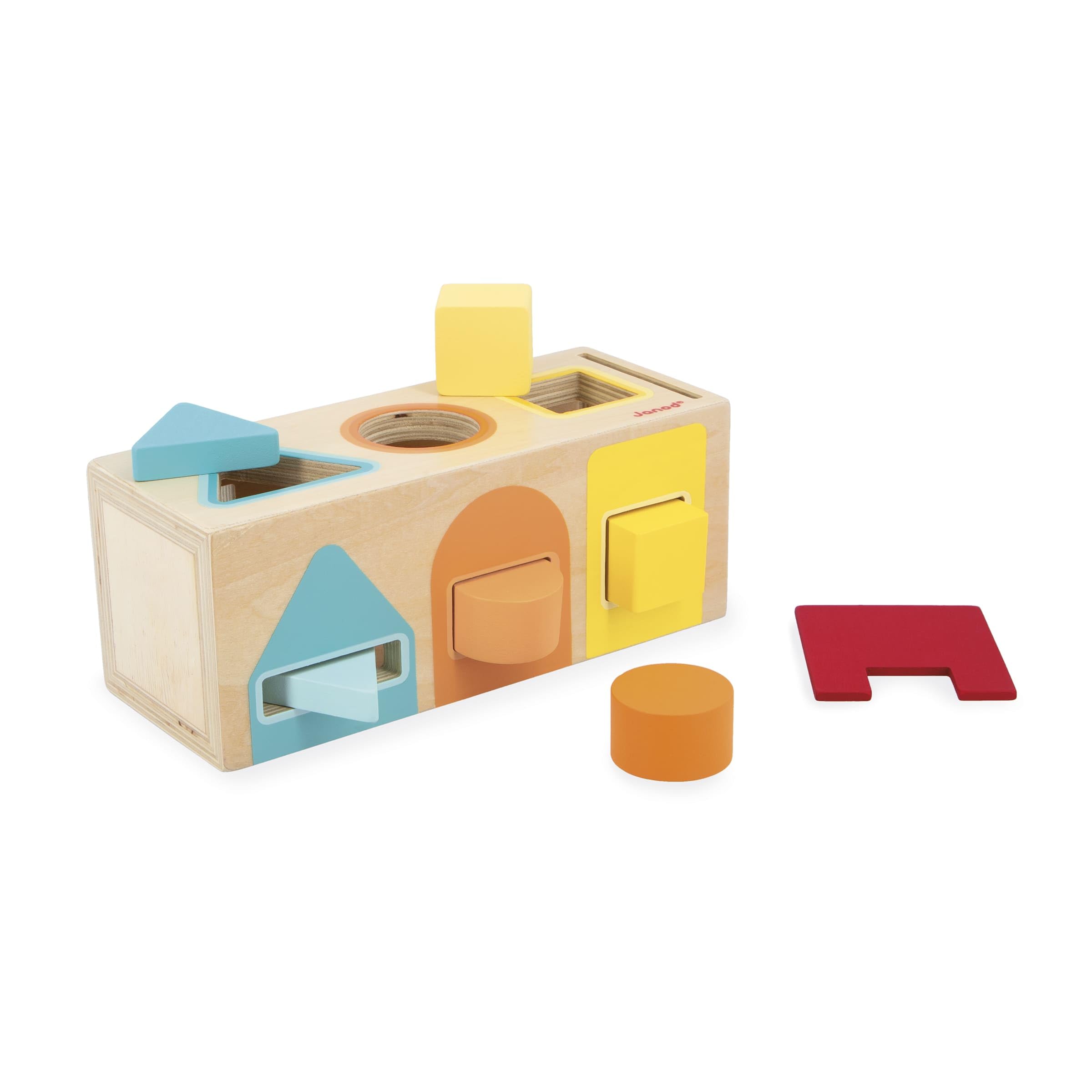 Janod - Geometric Shape Box (Wood) - Wooden Early-Learning Toy - Educational Game - Fine Motor Skills - 12 Months - J05330