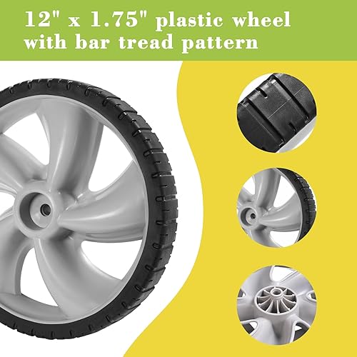 Miniatura 4 de Arnold 490-324-0002 - Rueda trasera de repuesto de 12 pulgadas para cortacésped, rueda de plástico de 12 x 1.75 pulgadas, compatible con cortacésped