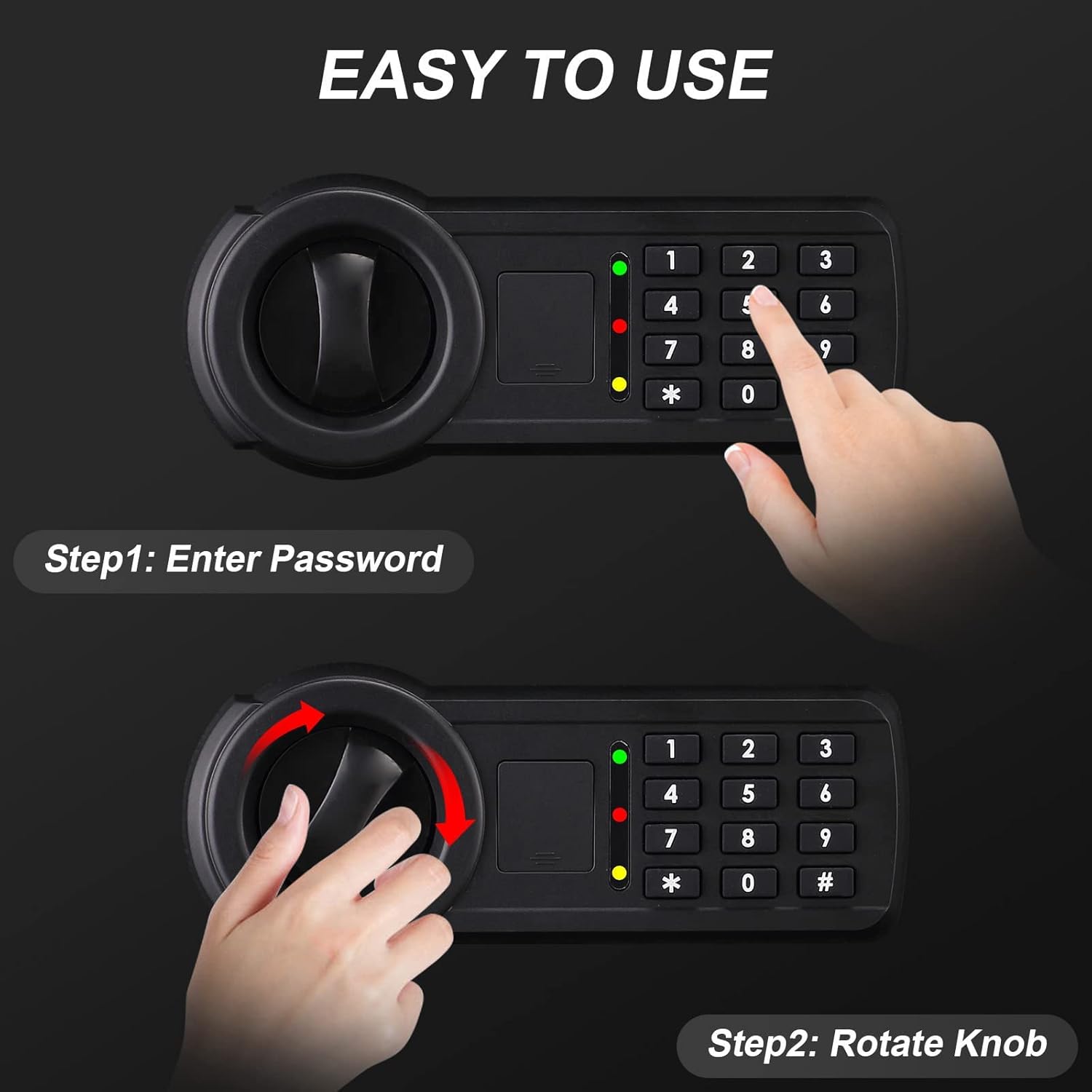 Tenamic Safe Box 1.8 Cuft Fireproof Waterproof Home Safe, Keypad Large Lock Box Cabinet Safes, Solid Alloy Steel Office Hotel Home Safe, Black - - 