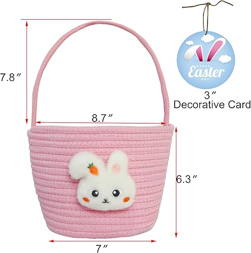 Miniatura 46 de Cesta de Pascua, cestas de Pascua para niños, cesta de Pascua para bebés con asa, cesta de huevos de conejo vacía, cestas de Pascua para niños
