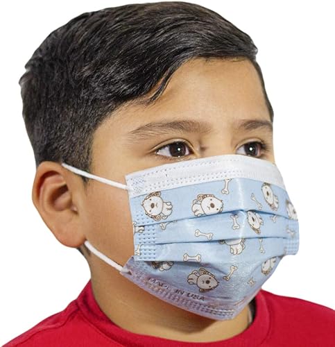 Paquete de 3 capas desechables para niños, 3 capas, fabricado en los Estados Unidos, ajuste perfecto