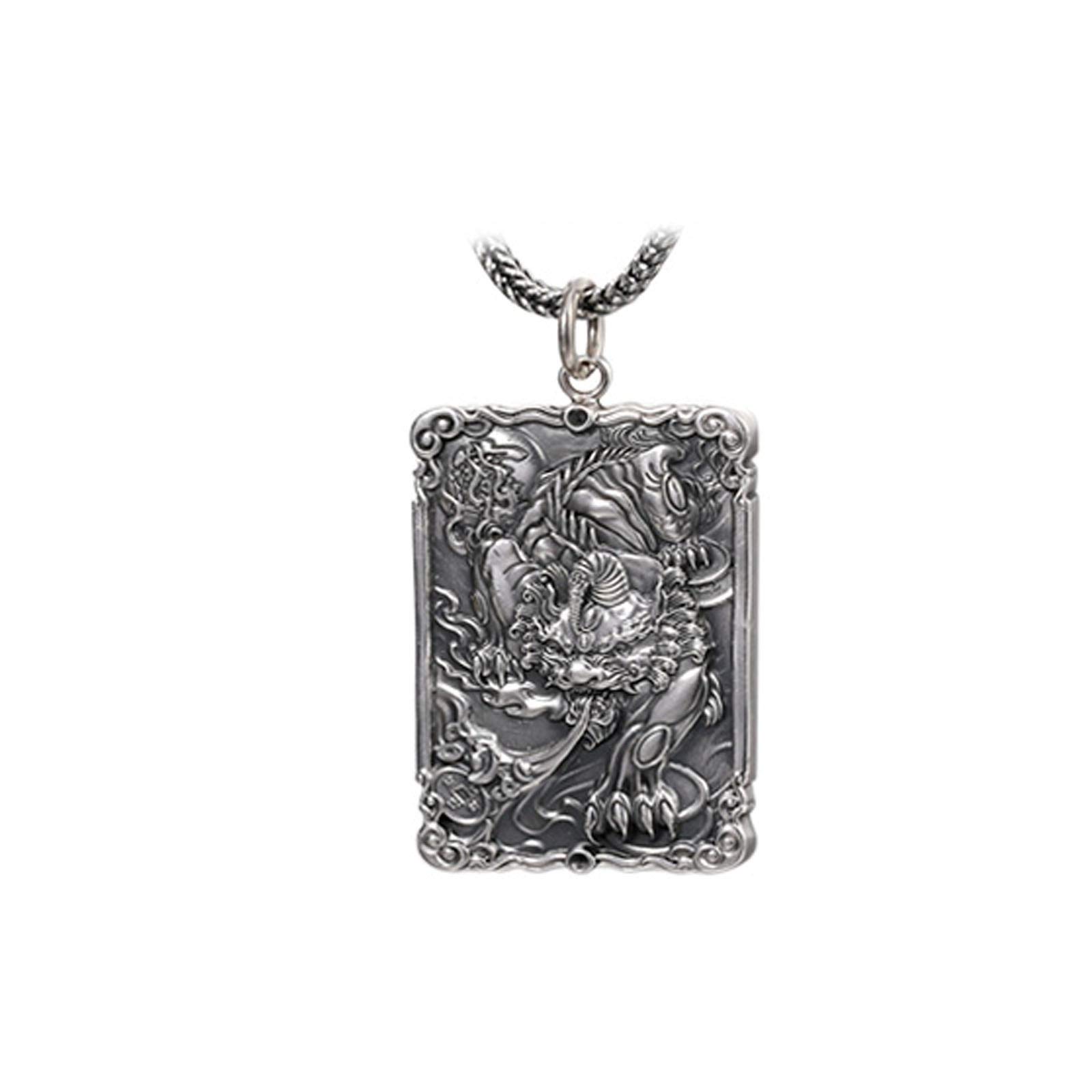KnSam Naszyjnik męski wisiorek naszyjnik męski srebrny element chiński nieśmiertelnik wisiorek Pixiu ze srebra próby 990 naszyjnik Punk Gothic Silver, Srebro szterlingowe