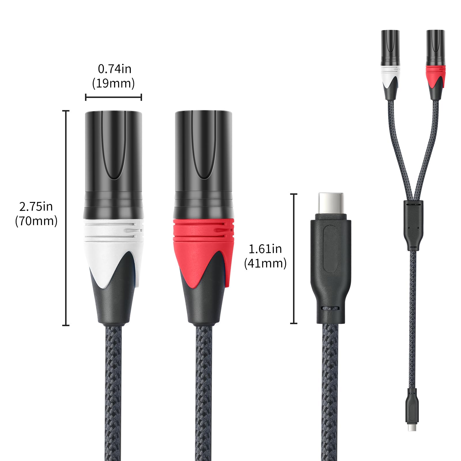 Cavo audio da USB C a doppio XLR maschio, aggiornamento da USB C a 2 XLR maschio 32 bit/384 Khz cavo audio stereo, altoparlante attivo connessione USB c, amplificatore di potenza cavo audio 3