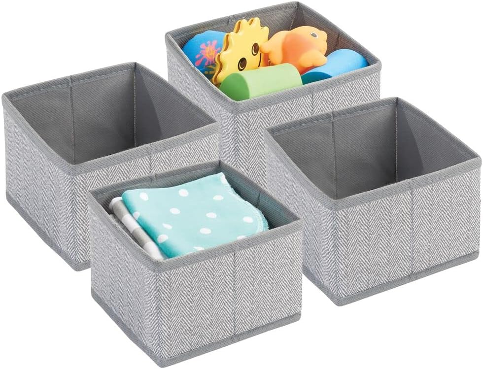mDesign Set of 4 Baby Organiser Boxes Storage Box for Baby Clothes