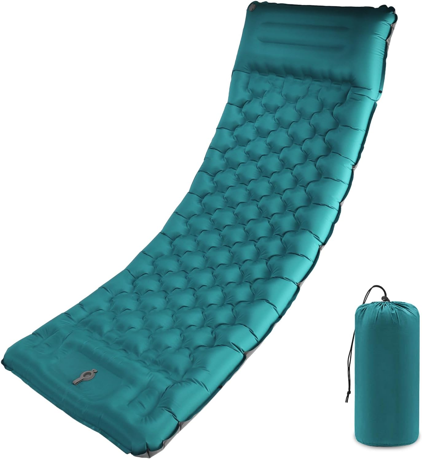 Camping Sleeping Pad with Pillow: Extra Thick 4.7 Inch Ultra-Light Self Inflating Air Mat, Lightweight Compact Inflatable Sleep Mattress with Built-in Pump Ultimate for Camping, Hiking (Peacock Blue) Classic Peacock Blue
