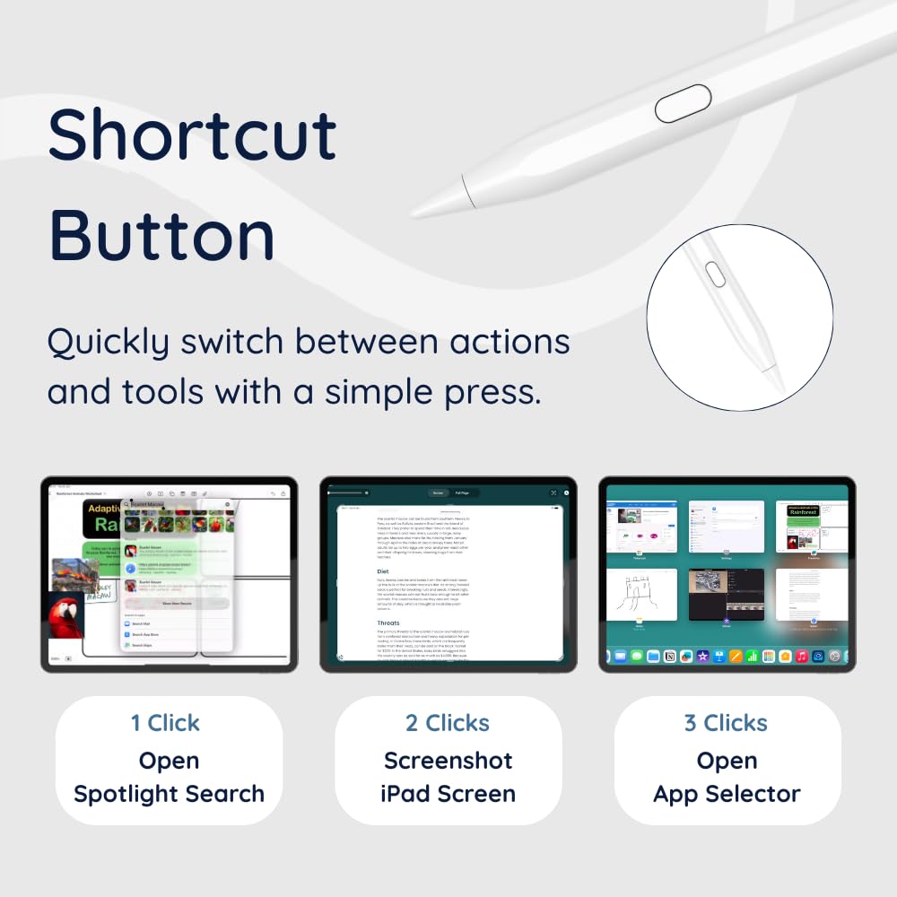 Skriva Stylus Pen for iPad (2018+) with Shortcut Button, Tilt Sensitivity & Palm Rejection, Magnetic Attachment, USB-C Fast Charging, Battery Indicator, Case & Spare Nibs for iPad Pro, Air & Mini — view 3