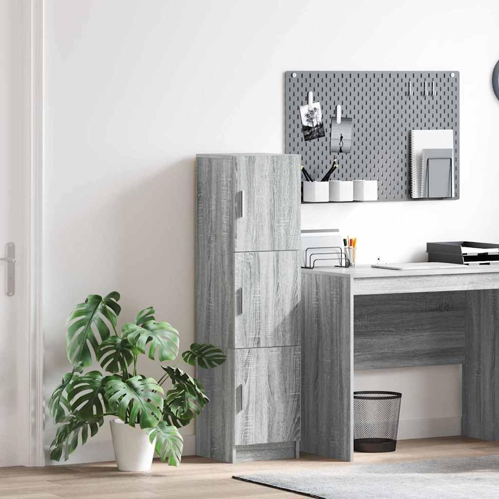 Madera elaborada Moderno Alto Gris 31 5 x 32 x 122 5 cm | Aparador Alto Gris Sonoma 31.5 x 32 x 122.5 cm Armario de Almacenamiento con 3 Puertas para Salon Comedor y Estudio, Moderno