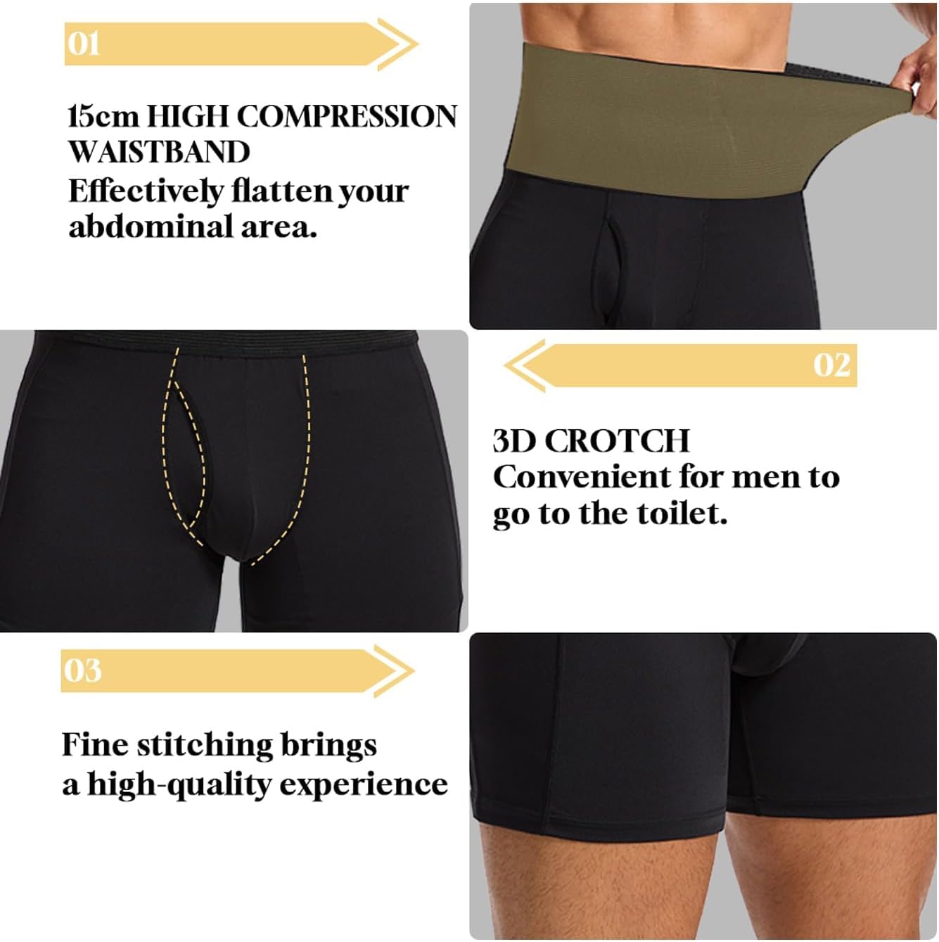 Shapewear Shorts for Men Tummy Control Shorts Slimming Long Leg Compression Boxer Briefs - Image 6